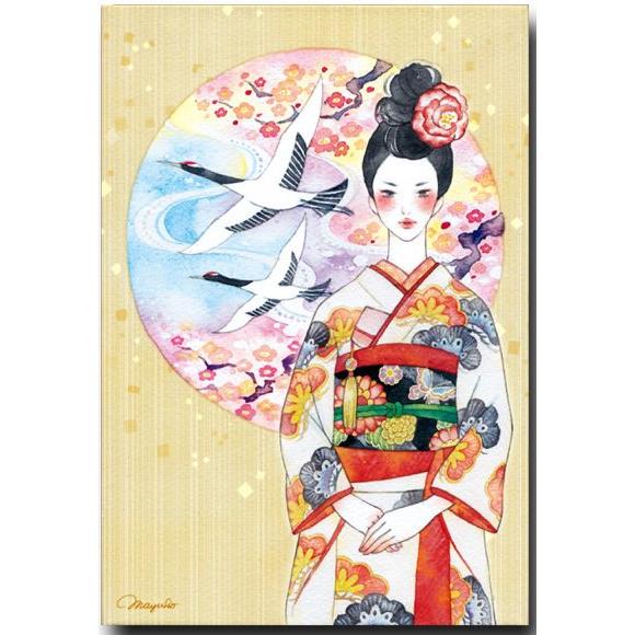 和風ポストカード 雅 水彩イラスト 年賀状 : ポストカードと和雑貨の和