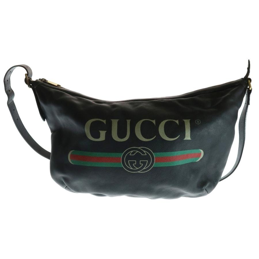 GUCCI（グッチ） LOGO HOBO LEATHER SHOULDER BAG ロゴプリント ハーフ
