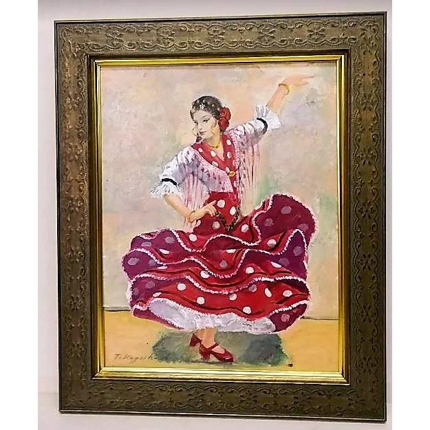 宮原岳良「フラメンコ」 油彩画 額縁外寸42.5x51.6x5.0cm 絵31.8x41