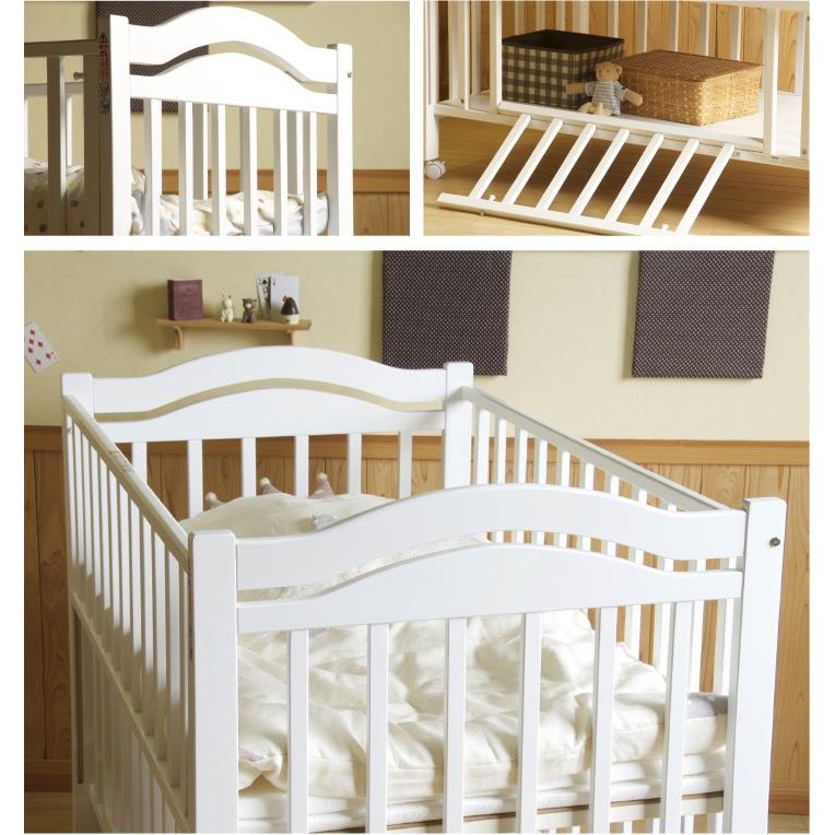 石崎家具 日本製 ベビーベッド「アリス WH（ホワイト）（B品