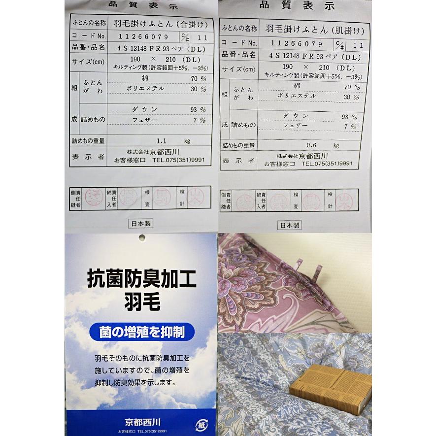 西川（nishikawa） 羽毛布団 2枚合わせ 京都西川 ダブルロング 190