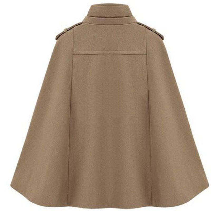 ポンチョコート マント ケープ ダブル ハーフコート ウール キャメル