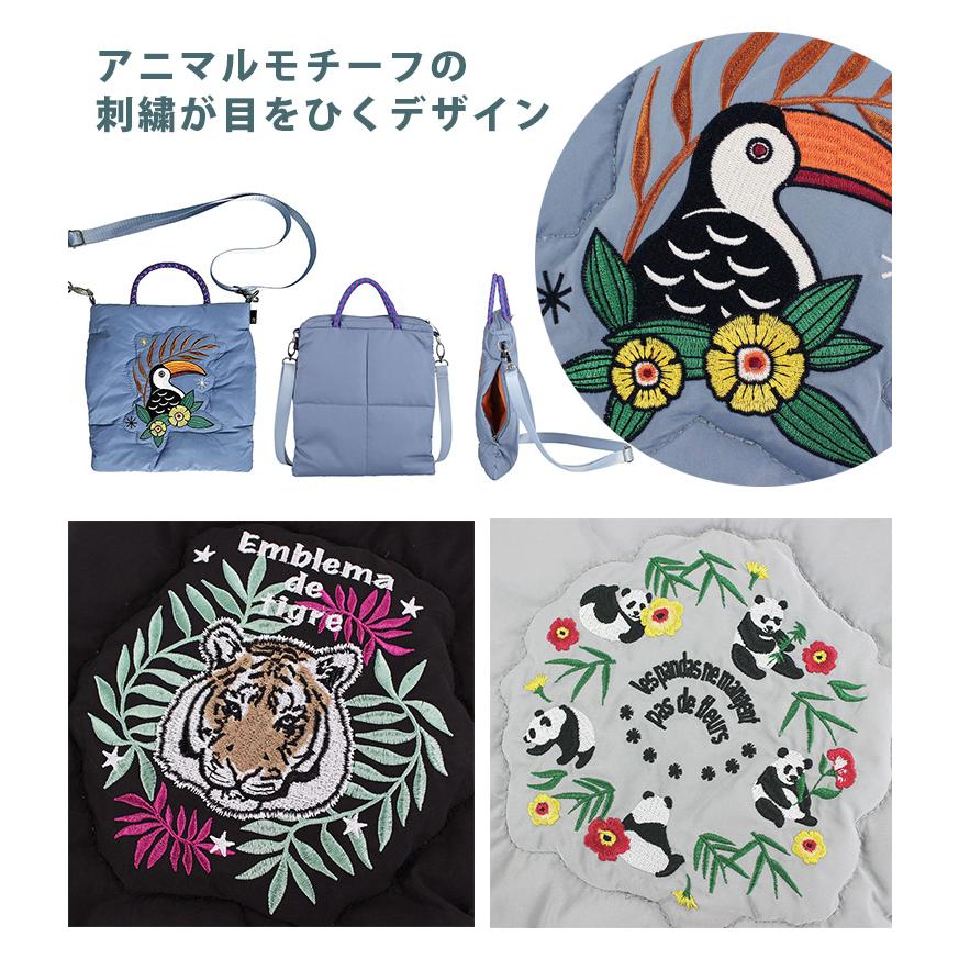ROOTOTE broderie-A 6842 FE.サコッシュ 2WAY 動物 刺しゅう