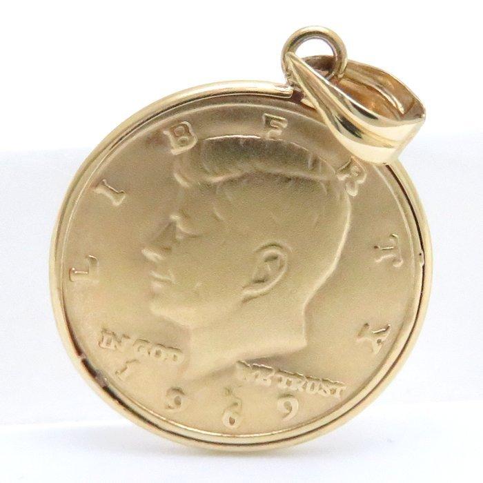 コイントップ エリザベス二世 ケネディ 金貨 K24 純金 K18YG枠 1.3