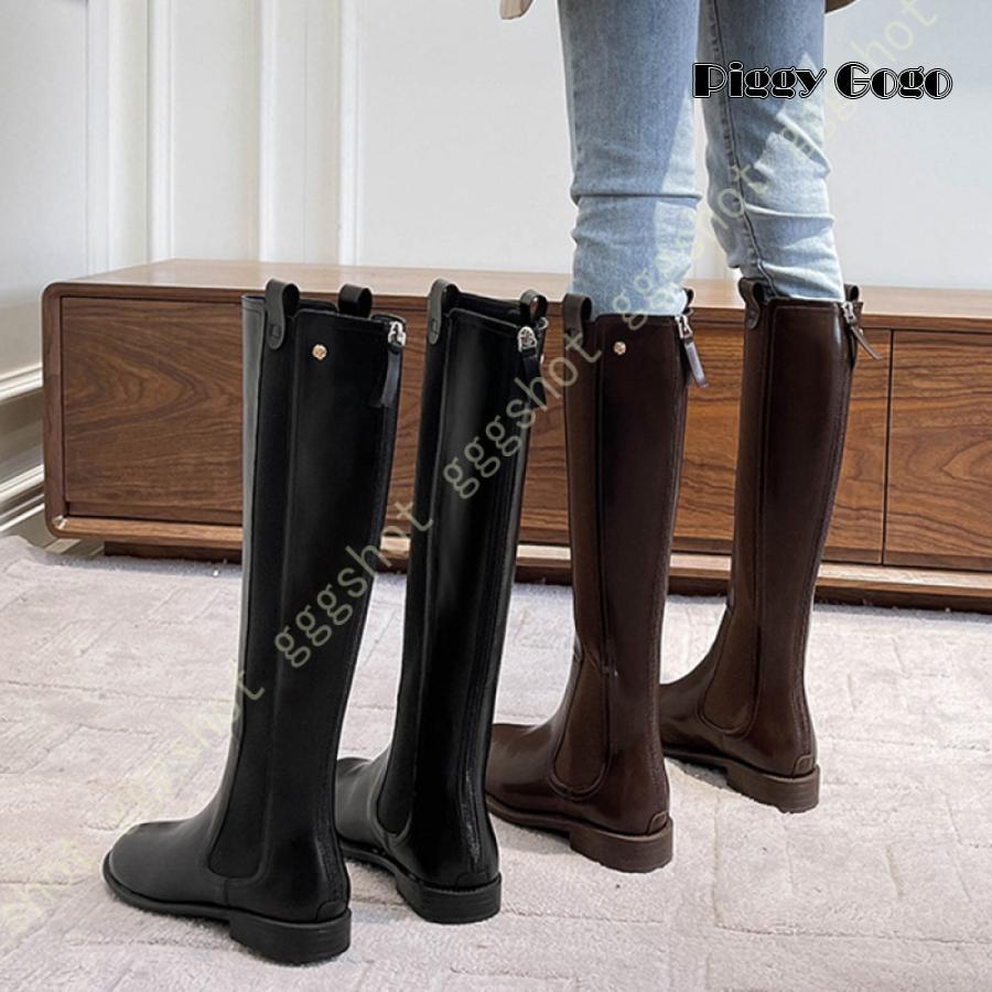 サイドゴアブーツ ロングブーツ 長靴 レディース バックジッパー