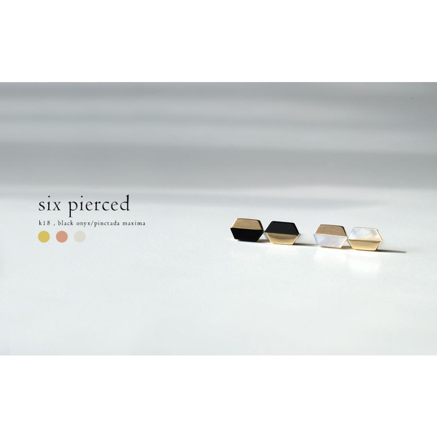 K18 シックス ピアス レディース 六角形 ヘキサゴン スタッドピアス