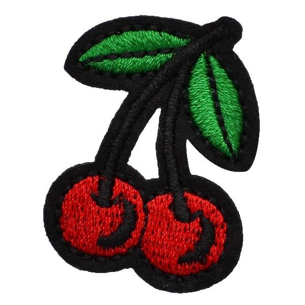 ワッペン 刺繍ワッペン 縦3.7cm×横3cm さくらんぼ チェリー アイロン