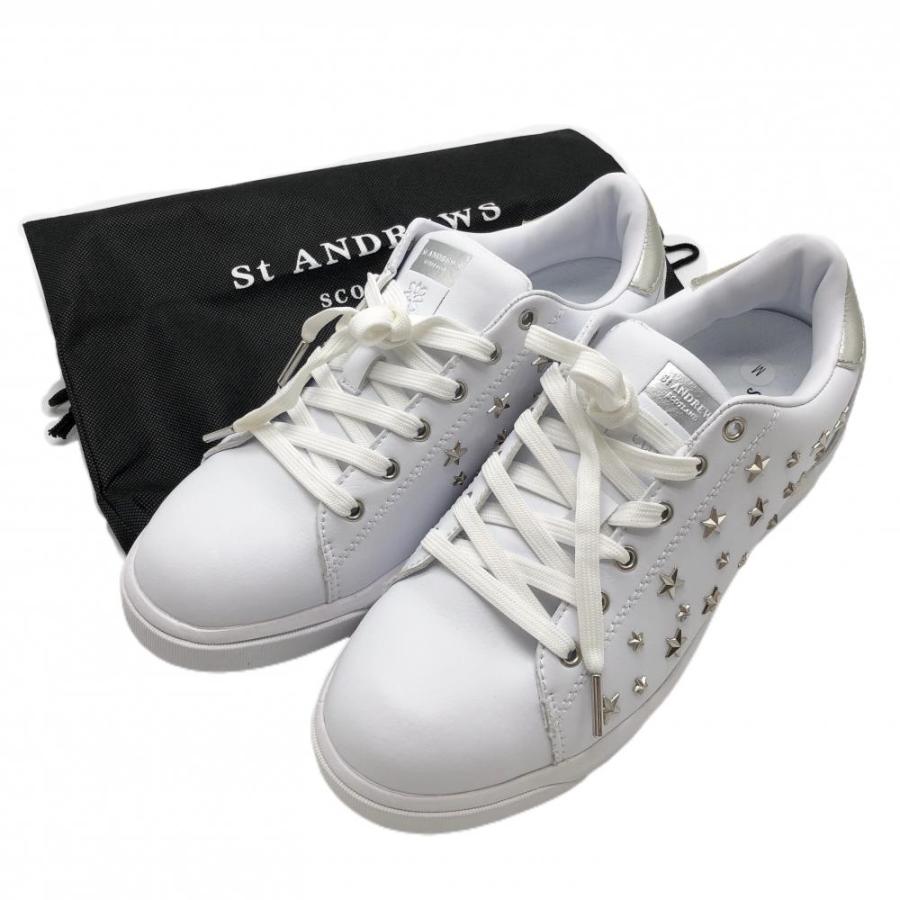 未使用品】セントアンドリュース ゴルフシューズ 白×シルバー 星