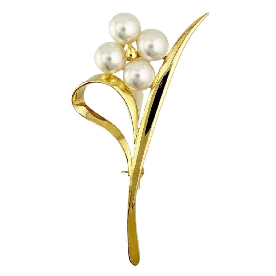 MIKIMOTO（ミキモト） ブローチ 18金 K18イエローゴールド アコヤ