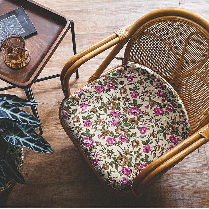 東京ラタン 天然籐肘付き回転チェア ミドルタイプ 回転座椅子 肘付き