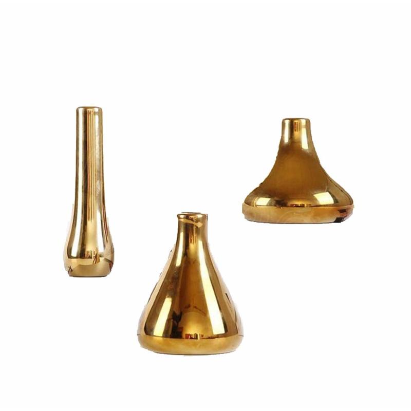 真鍮色 シャビー 金色 ゴールド 陶器 一輪挿し 3個セット フラワー