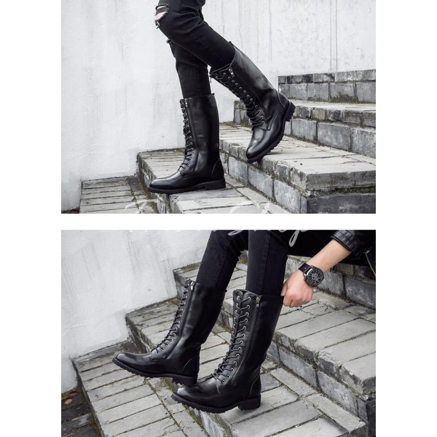 ブーツ メンズ ロングブーツ レザー エンジニアブーツ 男性 サイドに