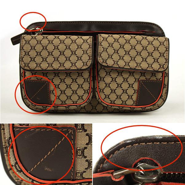 TRIOMPHE CELINE セリーヌ ボディバッグ トリンオフキャンバス レザー