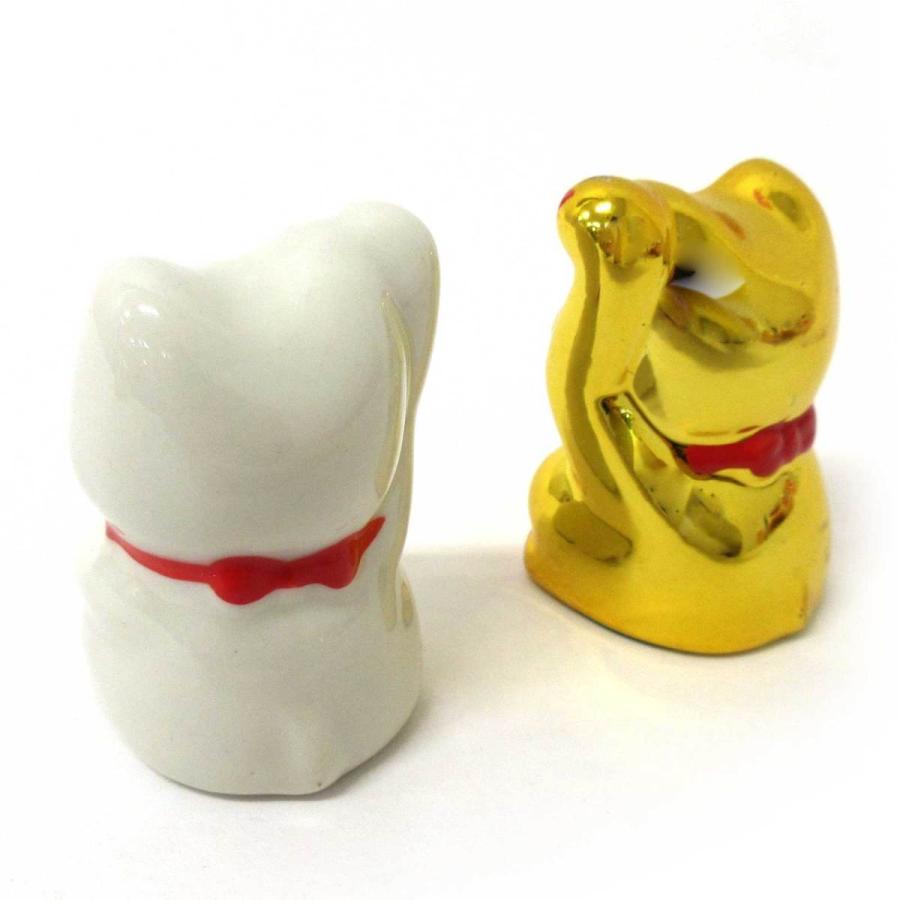 開運 招き猫 2色セット ゴールド/ホワイト まねきねこ 縁起物 置物 208