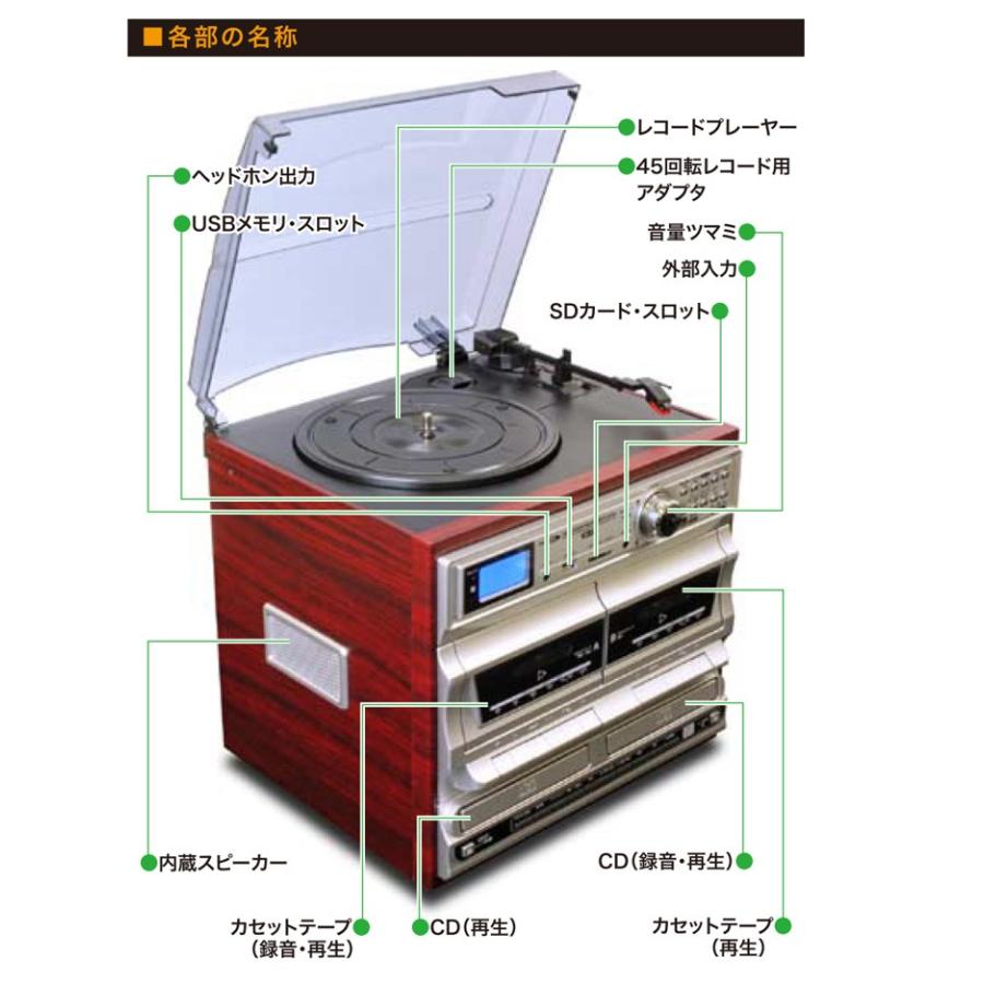 Bearmax CDコピーができる ダブルCDマルチレコードプレーヤー ダブル