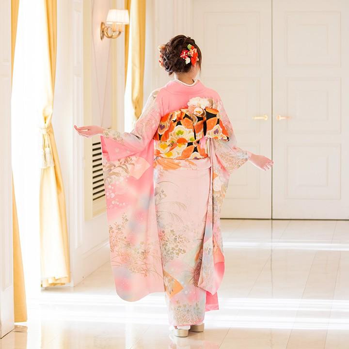 高級正絹 振袖レンタル 送料無料 FS-009 ピンク系 振袖 成人式