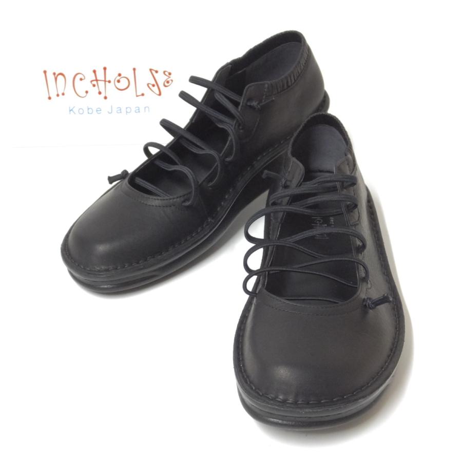 インコルジェ 靴 8586 クロ レースアップシューズ フラットシューズ