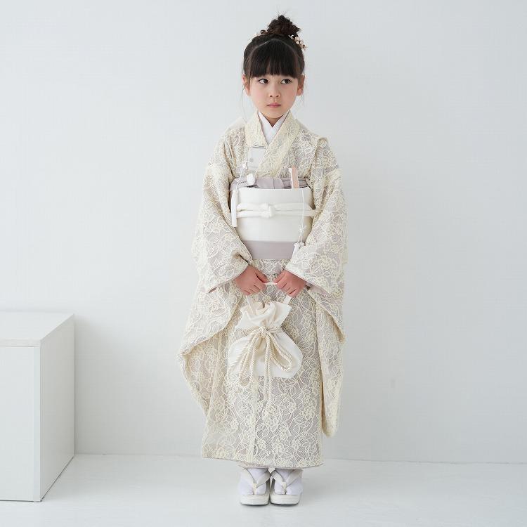 レンタル 七五三 着物 7歳 女の子 utatane レトロ レース 黄系