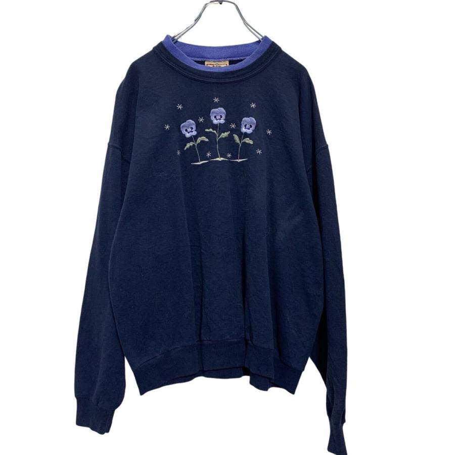 TOP STITCH ロゴスウェット トレーナー L レディース ネイビー