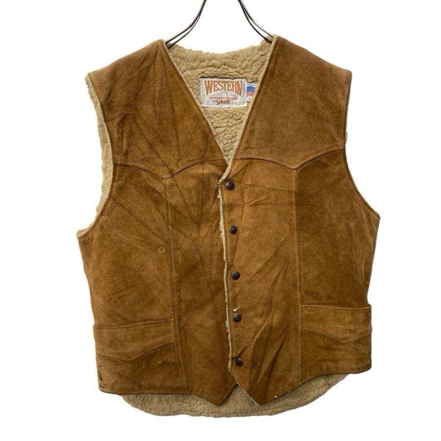 Schott スウェードベスト Lサイズ位 表記サイズL 〜90年代 USA製