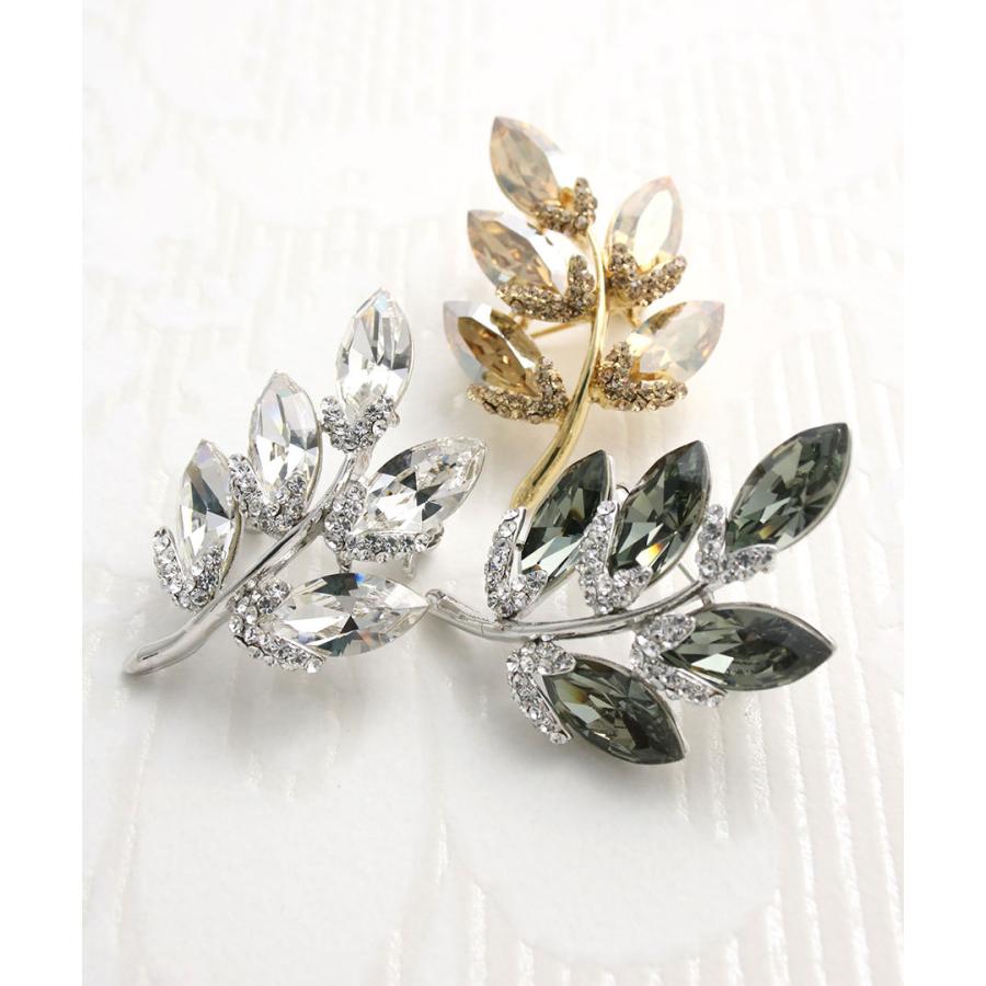 ヴァンテーヌ クリスタルブローチ リーフ モチーフ ジュエリー