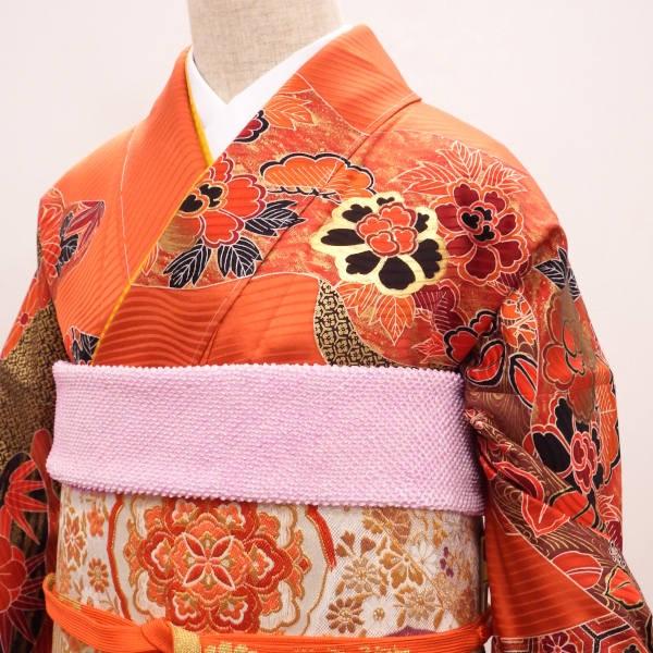 成人式 振袖 長襦袢 半えり 帯 帯締め 帯揚げ 6点セット 金コマ刺繍 菊