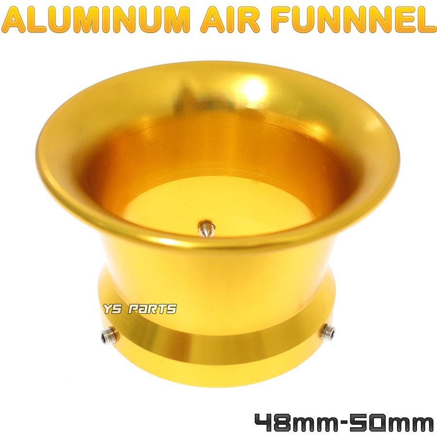 アルミCNC]エアーファンネル50mm[ゴールド]PWKビッグキャブ用タクト