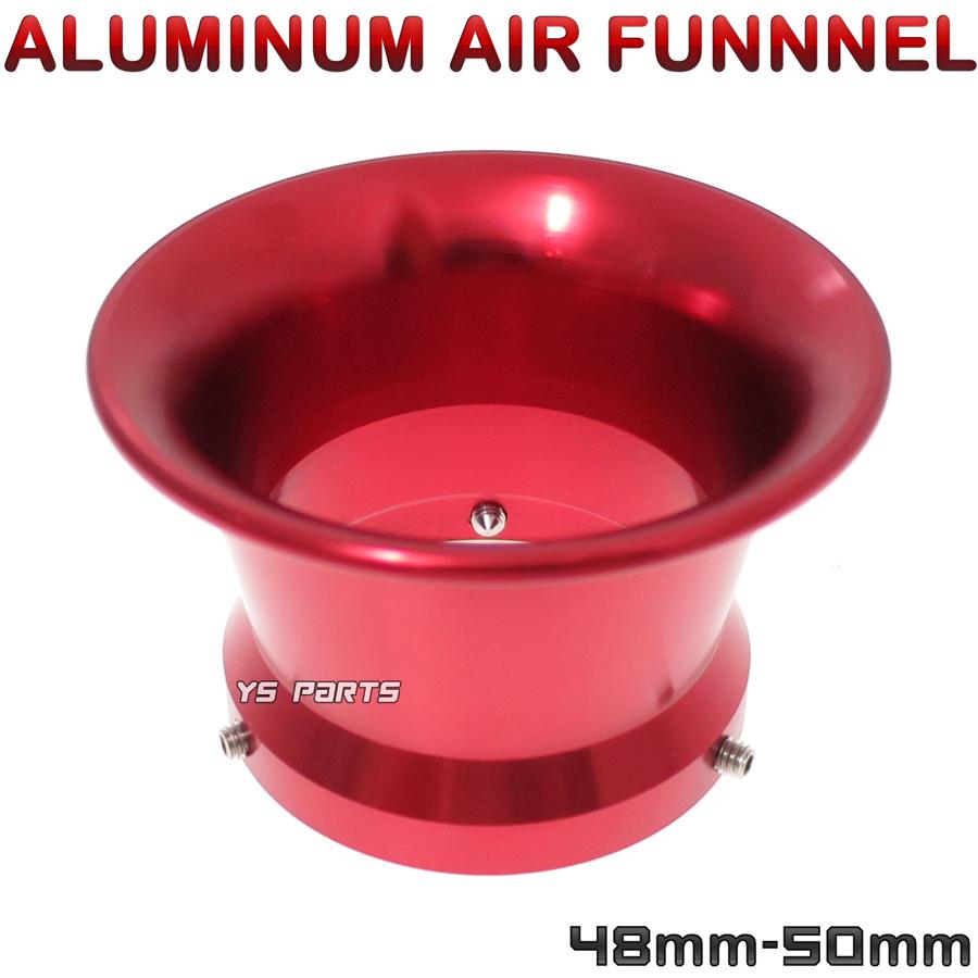 アルミCNC]エアーファンネル50mm[レッド]PWKビッグキャブ用タクト