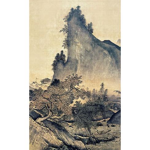 掛軸 (掛け軸) 四季山水図（秋） 雪舟 尺五あんどん 約横54.5cm×縦