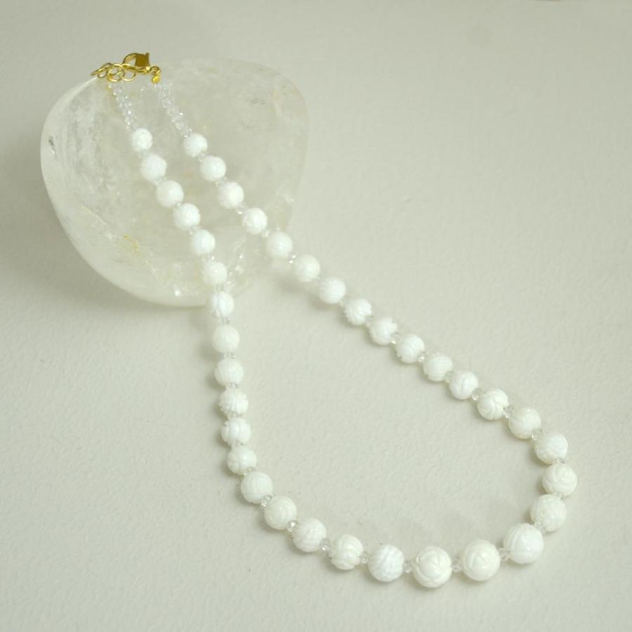 白珊瑚彫り クォーツ ネックレス : ユキコ オオクラ 大倉珊瑚店 - 通販