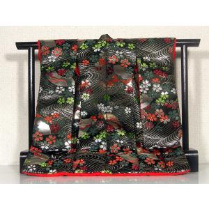 ミニチュア着物1/7振袖絵羽キットFKS 流水 黒（衣桁付）(衣桁高さ22cm