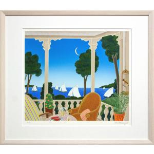 海 絵画 風景画 ギリシャ エーゲ海 インテリア シルクスクリーン 版画