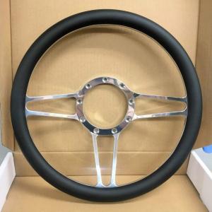 カスタム アルミ ビレット フレイムス ステアリング ハンドル黒革 9穴