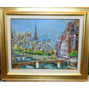 絵画 油絵 小澤勇寿郎 作 パリの街・ムフタール 6号サイズ インテリア