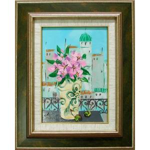 絵画 油絵 コスモス畑 （大野純一） 【肉筆】【油絵】【花】【10号