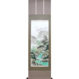 掛け軸 彩色山水 (桑田美堂) 【掛軸】【一間床・半間床】【山水
