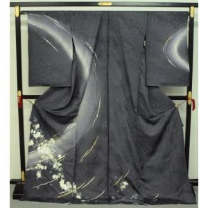 山口美術織物』刺繍訪問着 1424 錦繍御衣 青褐色 花 未仕立て : きもの