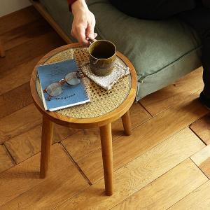 今枝商店 ラタンテーブル 円形 ガラス天板 棚付 籐家具 直径60cm