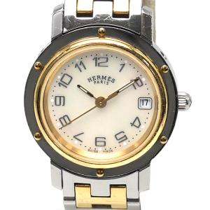HERMES(エルメス) クリッパー デイト コンビ CL4.220 白 ホワイト文字