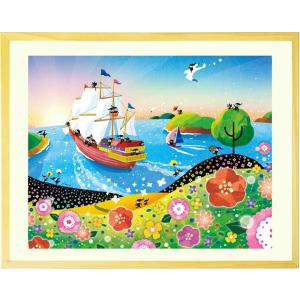 絵画 インテリア 海の絵 (輝きの朝/Lサイズ) 額入り 玄関 風水