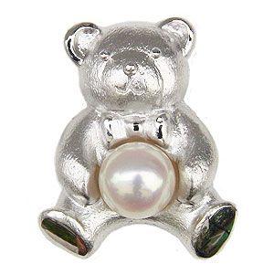 ブローチ クマちゃんブローチ パール 真珠 ピンブローチ ラペルピン
