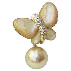 蝶々 ターコイズ トルコ石 ダイヤモンド アコヤ真珠 パール 白蝶貝