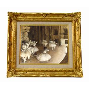 世界の名画 ドガ バレエレッスン ジクレーキャンバス複製画 豪華額装品