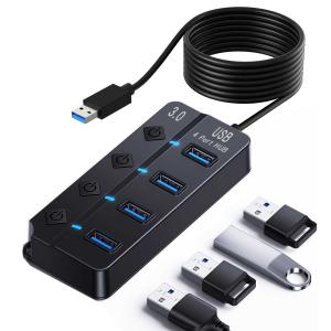 TSUPY アルミ USB ハブ5ポート拡張 120cm 延長ケーブルUSB3.0ハブ5V/3A