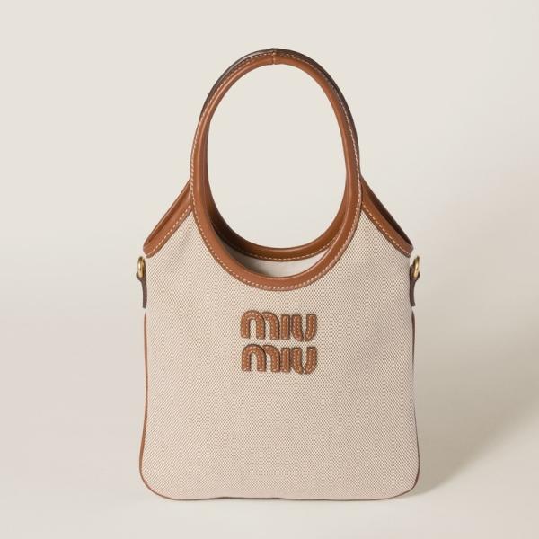 miu miu（ミュウミュウ） MIU MIU IVY キャンバスxレザー バッグ
