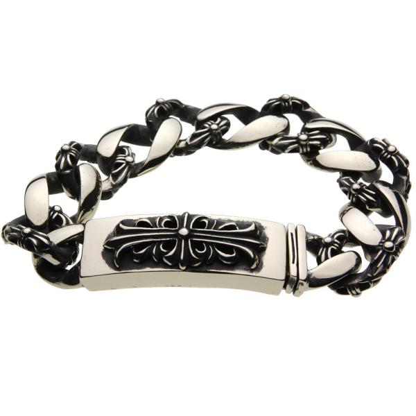 cenote ホワイトメタル ブレスレット メンズ フローラル クロス 喜平