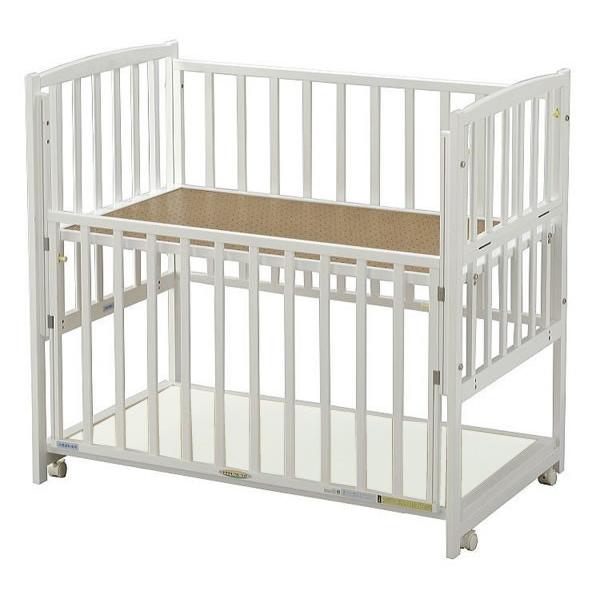 ヤマサキ ベビーベッド国産 ハイタイプ ツーオープン ホワイト 収納棚