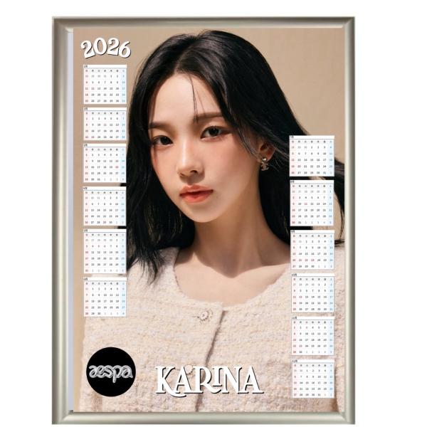 カリナ aespa エスパ 2026 A4 フォトフレーム付き 壁掛け カレンダー