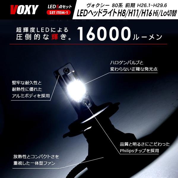 トヨタ ヴォクシー 80系 前期 ZWR/ZRR8#系 LEDセット ヘッドライト