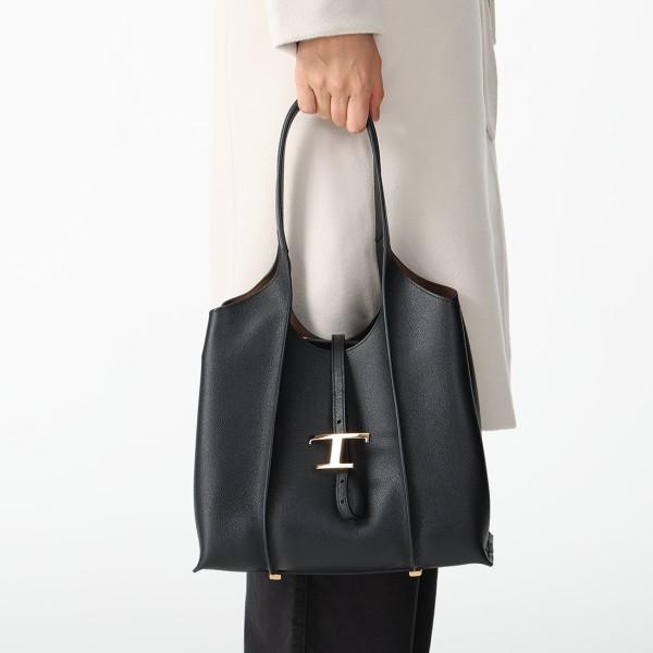 TOD'S（トッズ） トートバッグ Tタイムレス スモール ロゴ ブラック